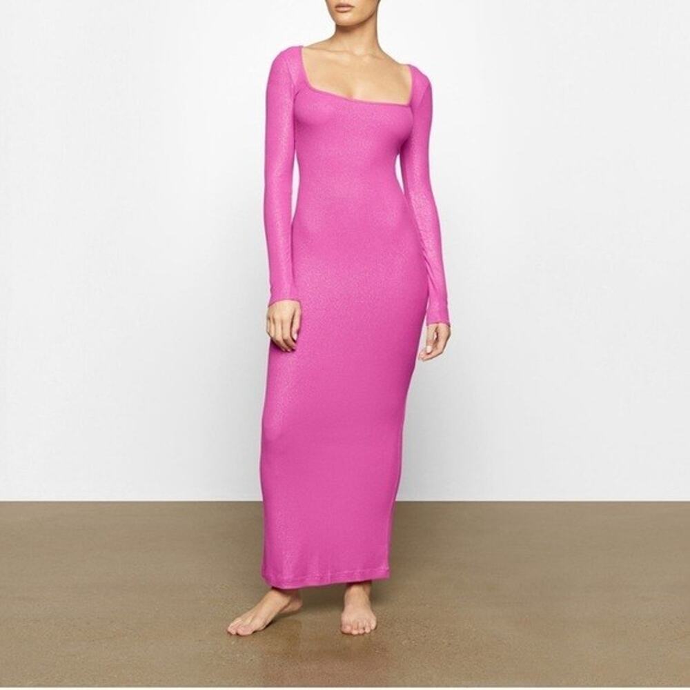 SKIMS Soft Lounge *In Purple* Long Sleeve Maxi Dress Large